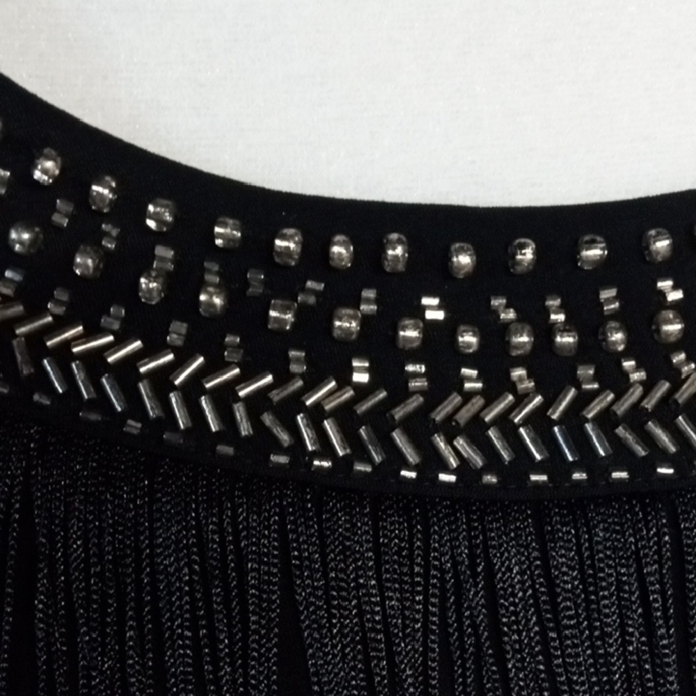 Cache Black Top with Fringe and Studs - Picture 4 of 5